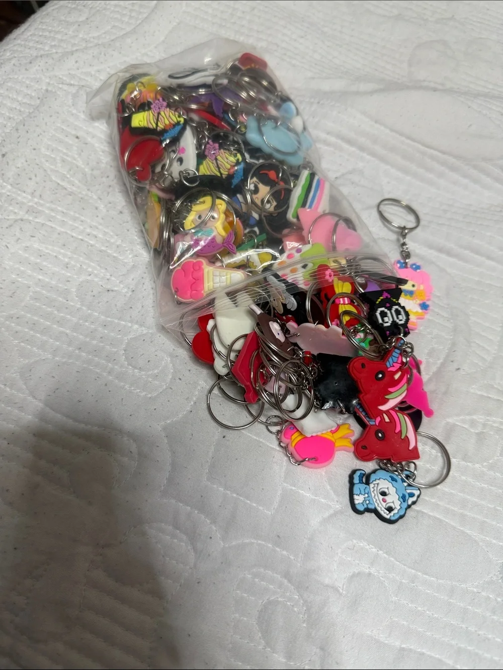 100 Pieces more Mixed Cute Cartoon PVC Keychains - Multi Color